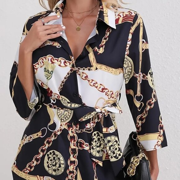 Chain Golden Print Shirt (S-M-L-XL-XXL) ( - Picture 4 of 6